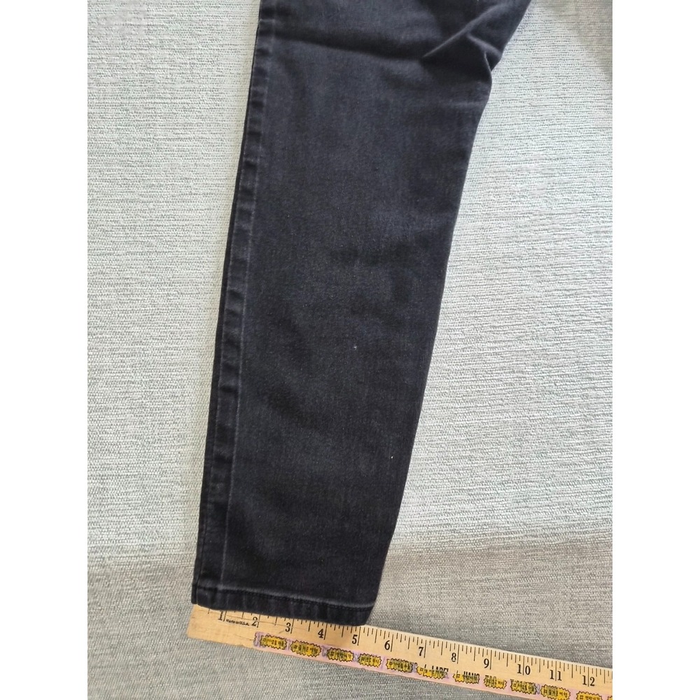 Tahari Jeans Womens 8/29 Black Denim Dark Wash Cotton Stretch Tapered Leg Logo - Picture 11 of 12